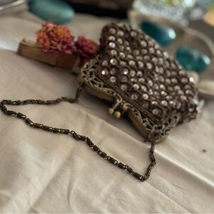 Elegant Brown Beaded Women's Bag
